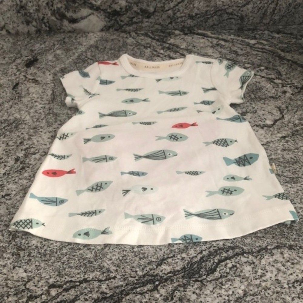 Hallmark baby cotton Fish Motif Dress and Diaper Cover Set Size 3-6 mont…